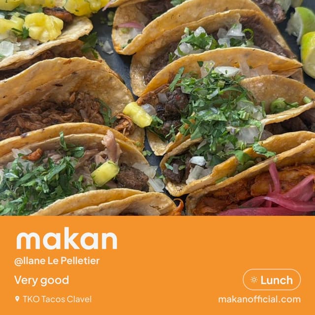Street tacos on Makan