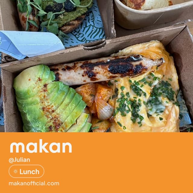 Avocado toast on Makan