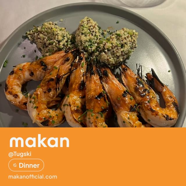 Green curry prawns on Makan