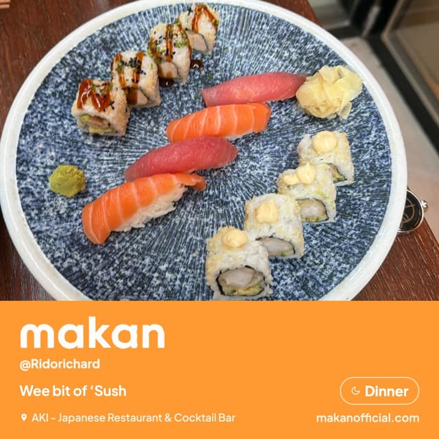 Wee bit of ‘Sush at AKI - Japanese Restaurant & Cocktail Bar — shared on Makan