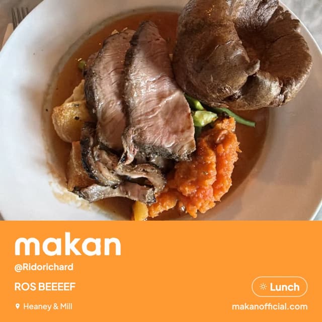 ROS BEEEEF at Heaney & Mill — shared on Makan