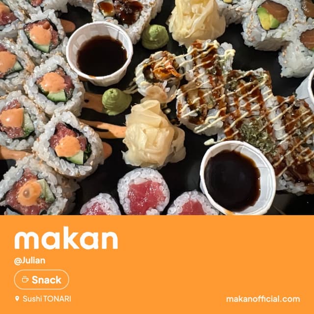 Snack at Sushi TONARI — shared on Makan