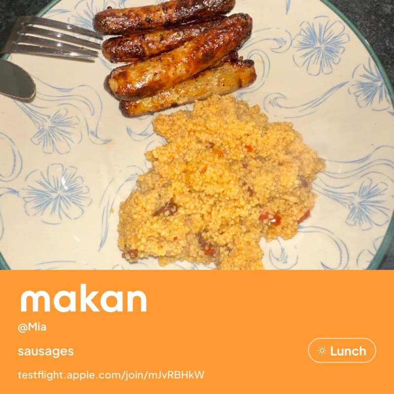 Sausages and couscous shared on Makan by @Mia