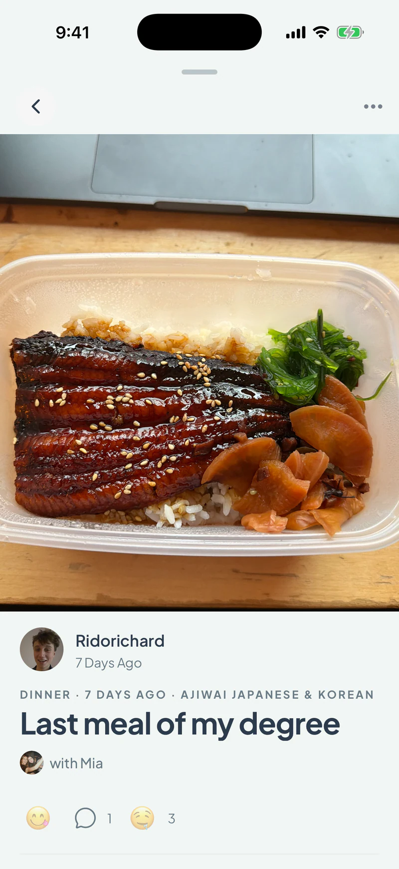 Layar detail makanan di aplikasi Makan
