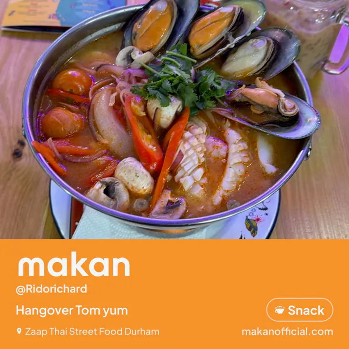 Hangover Tom Yum at Zaap Thai Street Food Durham, shared on Makan by Richard
